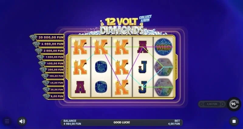 12 Volt Diamonds - glavni ekran igre sa mrežom 5x4